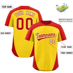 Gold Red Edge Color Block Authentic Baseball Jersey 2
