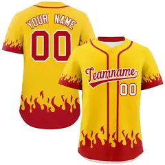 Gold Red Flame Graffiti Authentic Baseball Jersey