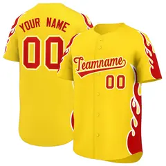 Gold Red Flame Outline Side Pattern Baseball Jersey 1