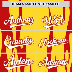 Gold Red Flame Pattern Authentic Pullover Baseball Jersey 3