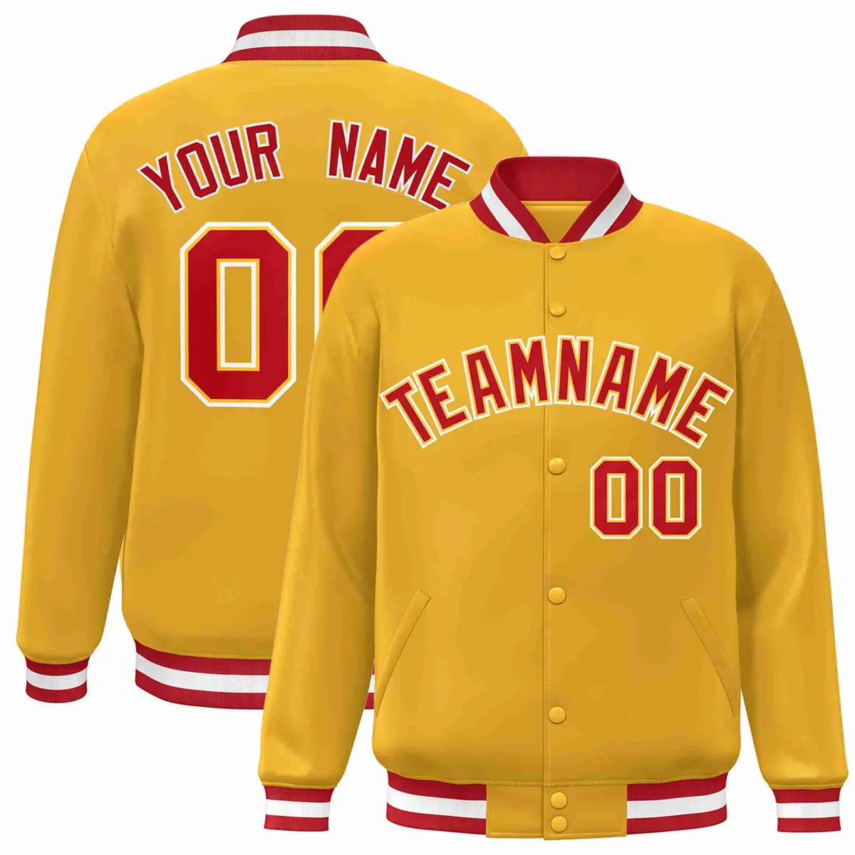 Gold Red-Gold Classic Varsity Full-Snap Letterman Jacket