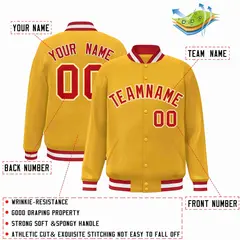 Gold Red-Gold Classic Varsity Full-Snap Letterman Jacket 2