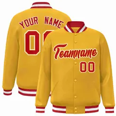 Gold Red-Gold Classic Varsity Full-Snap Letterman Jacket