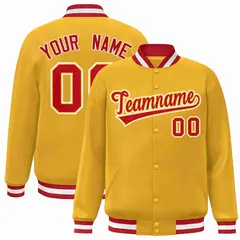 Gold Red-Gold Classic Varsity Full-Snap Letterman Jacket