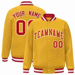 Gold Red-Gold Classic Varsity Full-Snap Letterman Jacket