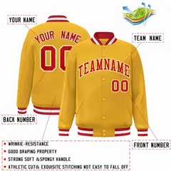 Gold Red-Gold Classic Varsity Full-Snap Letterman Jacket 2