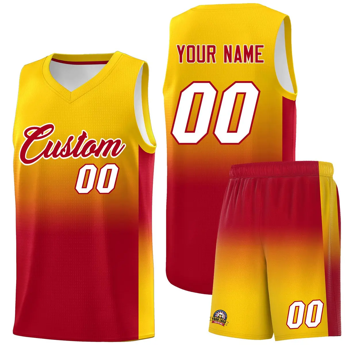 Gold Red Gradient Fashion Basketball Jersey
