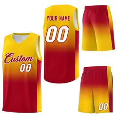 Gold Red Gradient Fashion Basketball Jersey 7