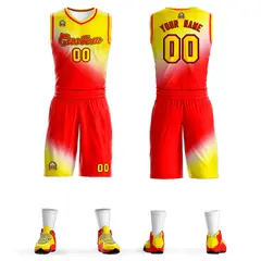 Gold Red Gradient Fashion Sports Basketball Jersey