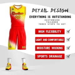 Gold Red Gradient Fashion Sports Basketball Jersey 2