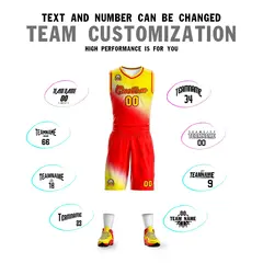 Gold Red Gradient Fashion Sports Basketball Jersey 4