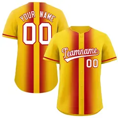 Gold Red Gradient Lapel Fashion Baseball Jersey 1