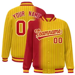 Gold Red Gradient Pinstripe Varsity Full-Snap Letterman Jacket 1