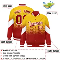 Gold Red Gradient Polka Dot Varsity Letterman Jacket 2