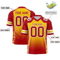 Gold Red Gradient Side Pattern Authentic Football Jersey 2