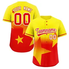 Gold Red Gradient Star Graffiti Authentic Baseball Jersey
