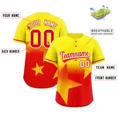Gold Red Gradient Star Graffiti Authentic Baseball Jersey 2