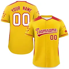 Gold Red Gradient Star Pattern Authentic Baseball Jersey 1
