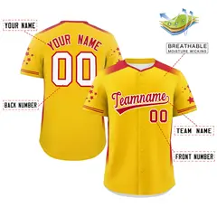 Gold Red Gradient Star Pattern Authentic Baseball Jersey 2