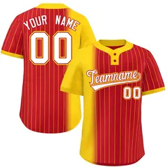 Gold Red Gradient Stripe Two-Button Softball Jersey 1