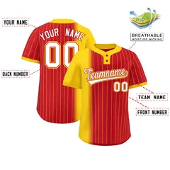 Gold Red Gradient Stripe Two-Button Softball Jersey 2