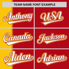 Gold Red Gradient Stripe Two-Button Softball Jersey 3