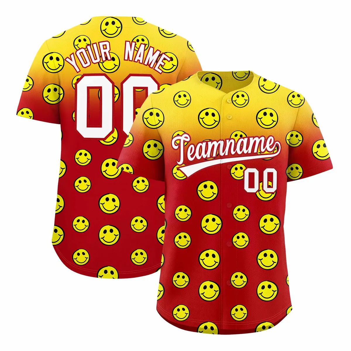 Gold Red Graffiti Gradient Smile Baseball Jersey