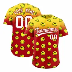 Gold Red Graffiti Gradient Smile Baseball Jersey