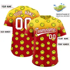 Gold Red Graffiti Gradient Smile Baseball Jersey 2