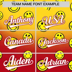 Gold Red Graffiti Gradient Smile Baseball Jersey 3