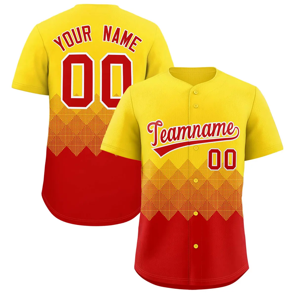 Gold Red Grid Blur Pattern Baseball Jersey