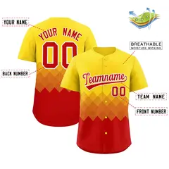 Gold Red Grid Blur Pattern Baseball Jersey 2
