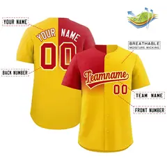 Gold Red Half Gradient Authentic Baseball Jersey 2