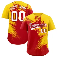 Gold Red Ink Pattern Authentic Baseball Jersey 1