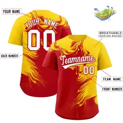 Gold Red Ink Pattern Authentic Baseball Jersey 2
