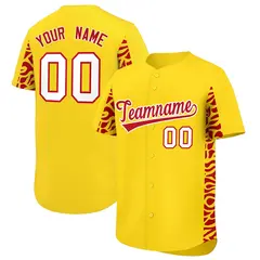 Gold Red Leopard Graffiti Side Baseball Jersey