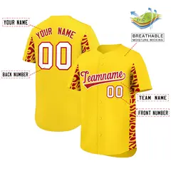 Gold Red Leopard Graffiti Side Baseball Jersey 2