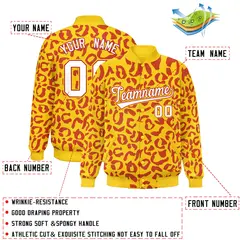 Gold Red Leopard Graffiti Varsity Letterman Baseball Jacket 2