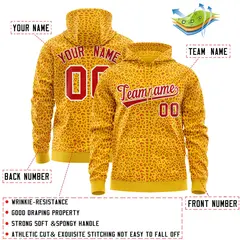 Gold Red Leopard Print Varsity Letterman Jacket Hoodie 4