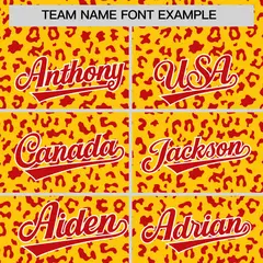 Gold Red Leopard Print Varsity Letterman Jacket Hoodie 5
