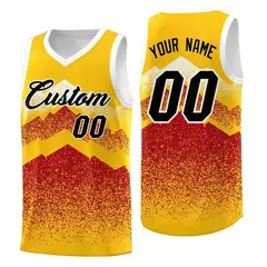 Gold Red Mountain Fade Gradient Fashion Basketball Jersey 1