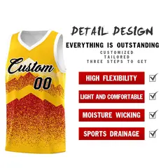 Gold Red Mountain Fade Gradient Fashion Basketball Jersey 2