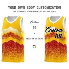 Gold Red Mountain Fade Gradient Fashion Basketball Jersey 3