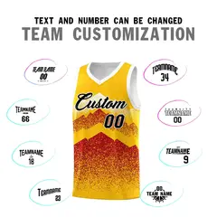 Gold Red Mountain Fade Gradient Fashion Basketball Jersey 4
