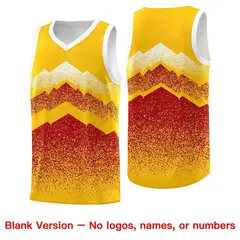 Gold Red Mountain Fade Gradient Fashion Basketball Jersey 6