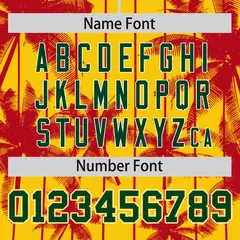 Gold Red Pinstripe Coconut Tree Baseball Jersey 4