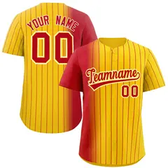 Gold Red Pinstripe Gradient Baseball Jersey 1