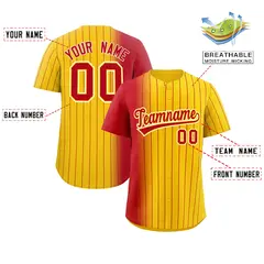 Gold Red Pinstripe Gradient Baseball Jersey 2