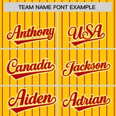 Gold Red Pinstripe Raglan Varsity Letterman Baseball Jacket 3