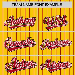 Gold Red Pinstripe Raglan Varsity Letterman Baseball Jacket 3